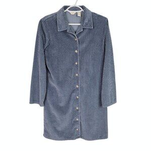 J. JILL Corduroy Shirt Jacket Trench Coat BLUE size XS Retro Preppy Fall Chic